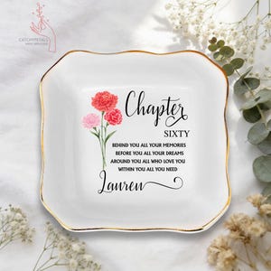 60th Birthday Gifts For Women, Personalized 60th Birthday Jewelry Dish, Chapter 60 Ring Dish, 60th Birthday Friend, 60 Years Old Wildflower