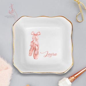 Personalized Ballet Ring Dish, Ballerina Jewelry Dish With Name, Ballet Teacher Trinket Tray, Ballet Dance Gift For Girl, Dance Teacher Gift