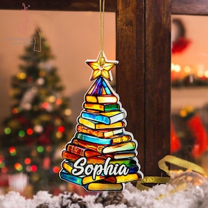 Christmas Book Tree Ornament, Christmas Tree Book Gift, Book Lover Gift, Book Club Ornament, Bookish Ornament, Book Exchange Gift