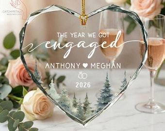The Year We Got Engaged Ornament, Engaged Christmas Ornament, Custom Engagement Keepsake, Gifts For Couple, Custom Couple Name Keepsake Gift