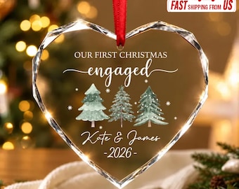 Our First Christmas Engaged Ornament 2026, Personalized Engagement Ornament, Engaged Christmas Ornament, Engagement Gift for Couple