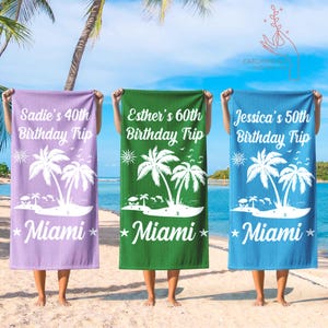 Custom Birthday Beach Towels, Custom Birthday Trip Beach Towel 2025, 40th 50th Birthday Beach Towel, 40th Birthday Gift, Family Vacation