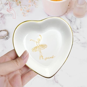 Personalized Ballet Ring Dish, Dance Teacher Jewelry Dish With Name, Dancer Drawing Trinket Tray, Dance Gift For Girls, Ballet Teacher Gift