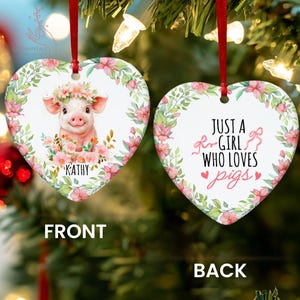 Pig Christmas Ornament, Pig Girl Ornament, Gift For Pig Lovers, Pig Gift, Farmhouse Decor, Farmers Gift, Rustic Farm Animal Gift, Vegan Gift