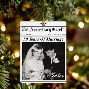 Couple Anniversary Newspaper, Wedding Newspaper, Gift For Boyfriend, Gift For Him Her, 50th Anniversary Ornament, Christmas Gift for Couples