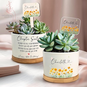 60th Birthday Gift for Women, 60 Birthday Plant Pot, Gift For Birthday Grandma Mom, Sixty Gifts, 60 Years Old Birthday, Birth Month Flower