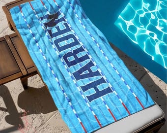 Personalized Swimming Towel, Custom Pool Towel, Gift for Swimmer, Swim Coach Gift, Swim Team, Custom Pool Towel, Swim Lesson Towel, Kid Gift