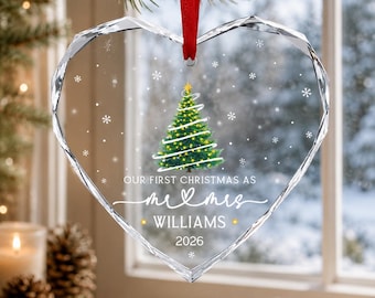 First Christmas Mr Mrs Ornament, Christmas Ornaments For Couple, Couple Keepsake, Christmas Gift, Newlywed Wedding Gifts, Keepsake Ornament