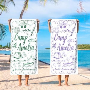 Camp Bach Custom Beach Towel, Custom Bachelorette Party Towel, Camp Bach Club, Camp Bachelorette, Bridesmaid Party Gifts, Lake Bridal Party