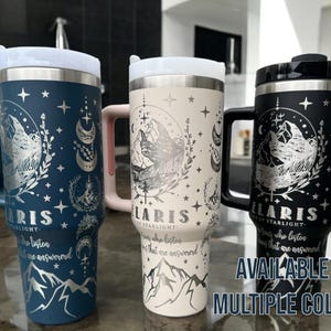 Velaris ACOTAR - Fourth Wing - Onyx Storm Inspired Cup with Straw | Bookish Gift, Fantasy Fan Drinkware Magical Engraved Tumbler 40oz