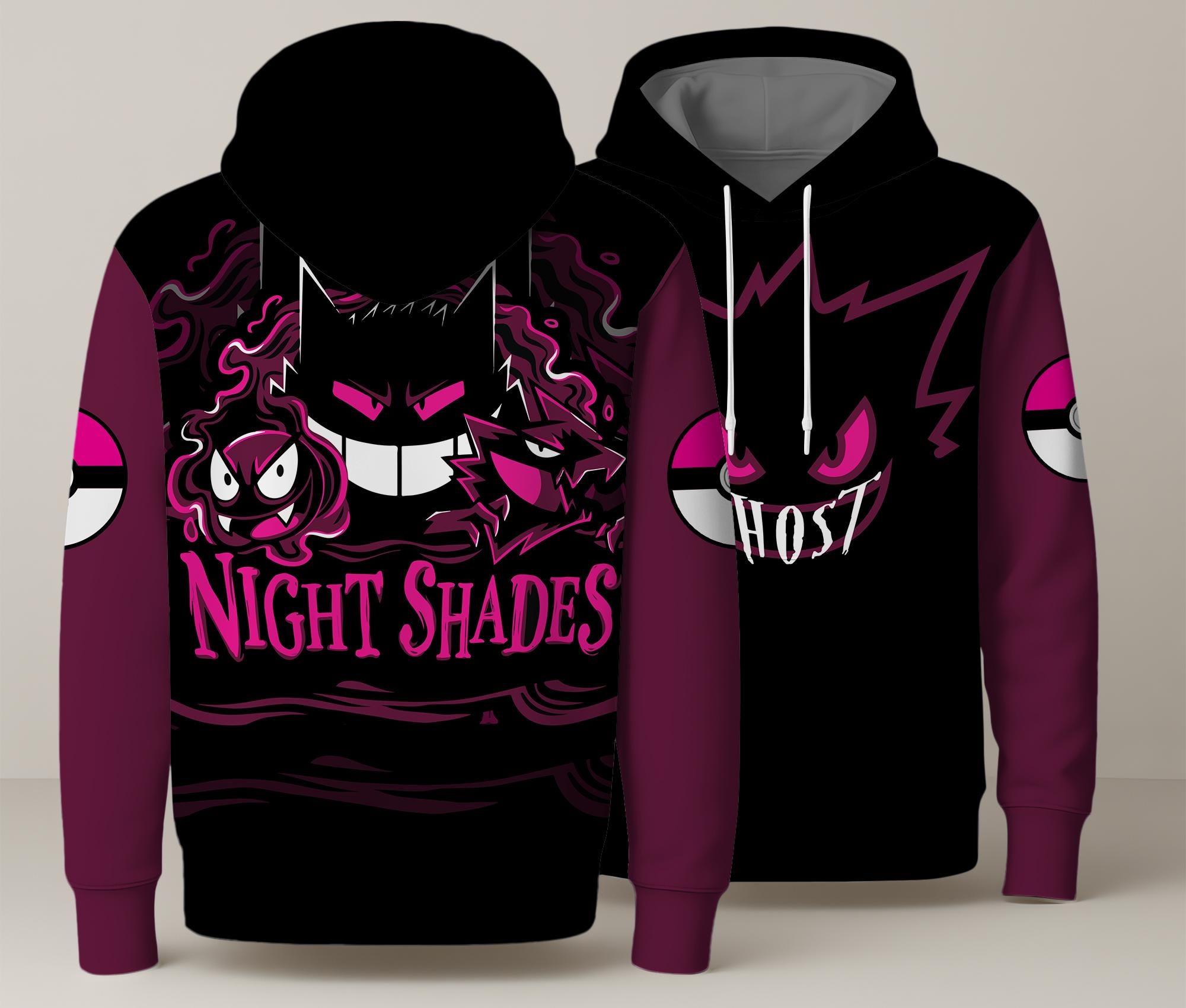 Discover Gengar Hoodie, Night Shades Ghost Hoodie, Anime Graphic Sweatshirt, Cute Gengar Pullover