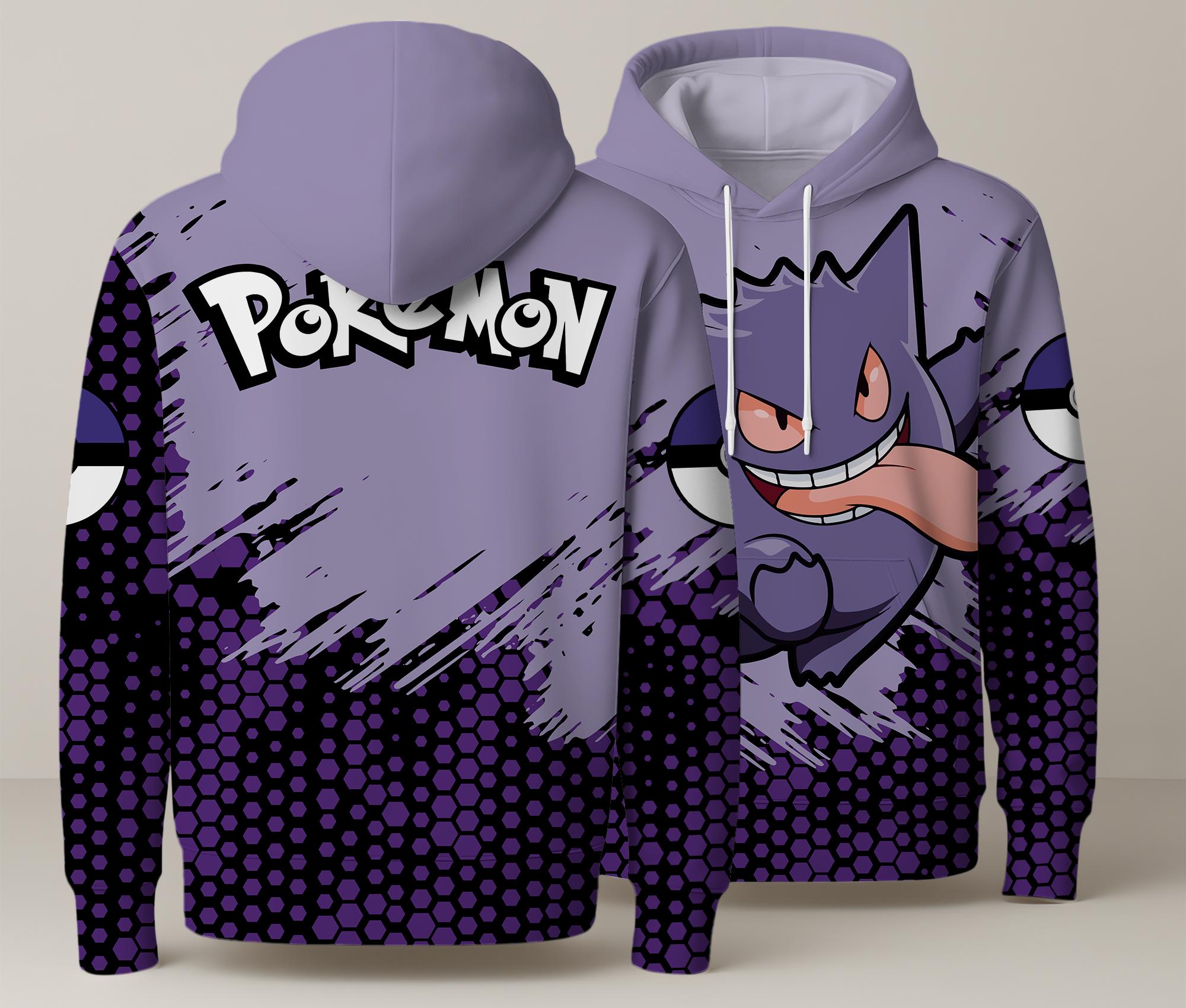 Discover Gengar Hoodie, Cute Ghost Type Sweatshirt, Kawaii Anime Pullover, Funny Gengar Shirt