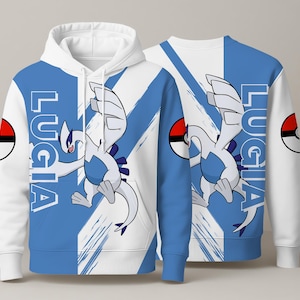 Lugia Hoodie Shirt - Kawaii Anime Pullover - Legendary Flying Dragon Sweatshirt - Funny Graphic Unisex Hoodie Gift