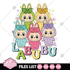 Labubu SVG バンドル | Labubu Png | かわいいモンスターのクリップアート | Labubu デザイン | Labubu キャラクターデザイン | Labubu 昇華 | Labubu モンスター