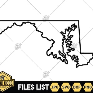 Maryland Outline SVG Files | Maryland Map Clip Art | Maryland Cut Files | United States of America Vector Files | Maryland Vector | PNG