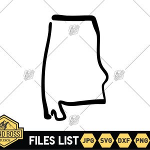 Alabama overzicht SVG-bestanden | Vectorbestanden Verenigde Staten van Amerika | Alabama gesneden bestanden | Alabamavector | Illustraties kaart Alabama | Alabama png