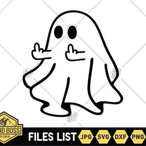 Ghost Svg Png | Ghost Middle Finger Svg | Halloween Svg | Spooky Ghost Svg | Funny Ghost Svg Outline | Ghost File For Cricut | boo ghost svg