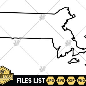 Massachusetts Outline SVG Files | MA Map Clip Art | Massachusetts Cut Files | United States of America Vector Files | Massachusetts Vector