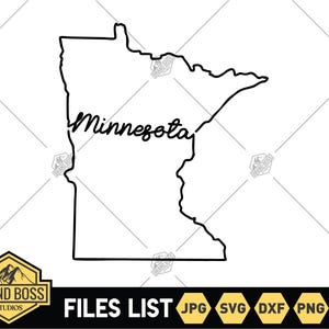 Minnesota Outline with Text SVG Files | MN Map Clip Art | Minnesota Cut Files | United States of America Vector Files | Minnesota Vector PNG