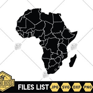 Africa Shape SVG Files | Countries Vector Files | Africa Cut Files |  Africa Vector | Africa Map Clip Art | Africa SVG | Africa States Svg