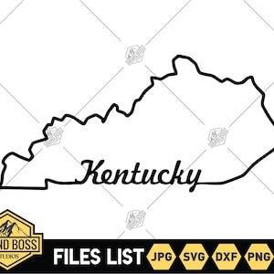 Kentucky Outline with Text SVG Files | Kentucky Map Clip Art | Kentucky Cut Files | United States of America Vector Files | Kentucky Png