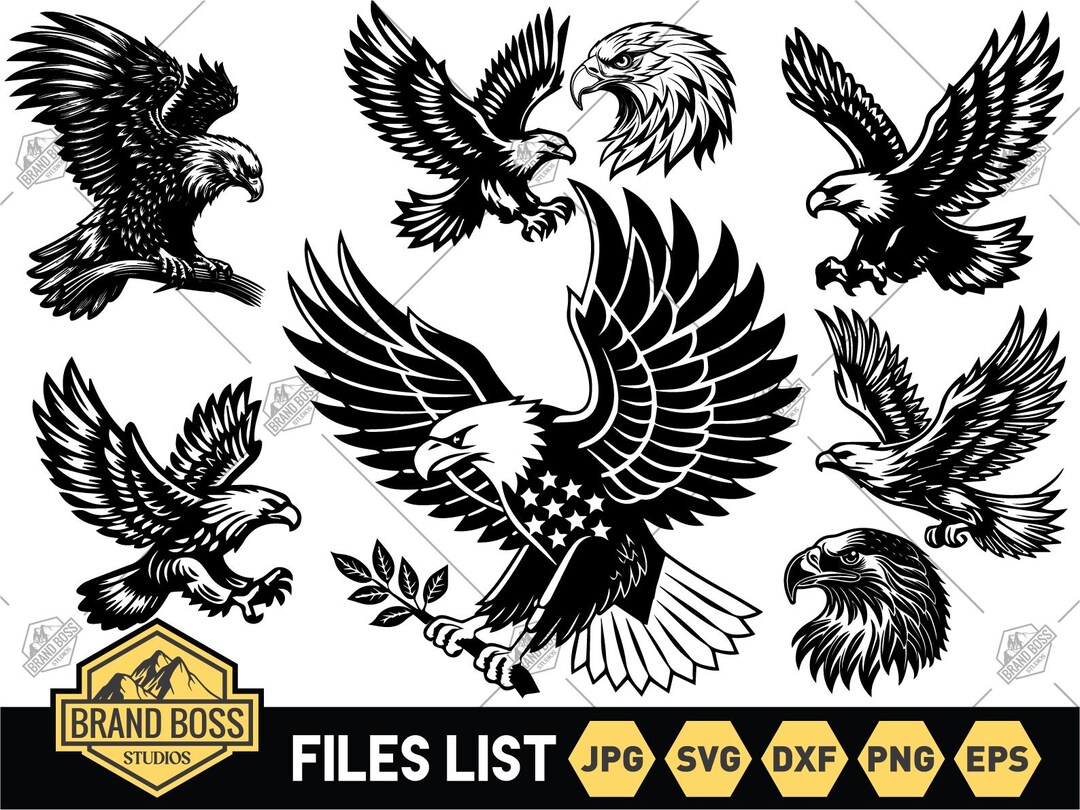 Eagles SVG Bundle | Eagle Clipart | Eagle Silhouette PNG | Eagle Head ...