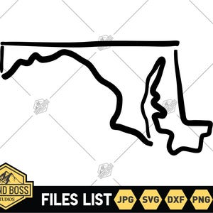 Maryland Outline SVG Files | Maryland Map Clip Art | Maryland Cut Files | United States of America Vector Files | Maryland Vector | PNG