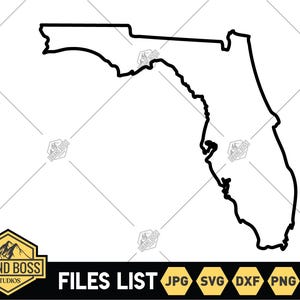 Florida overzicht SVG-bestanden |  Illustraties kaart Florida | Florida gesneden bestanden | Vectorbestanden Verenigde Staten van Amerika | Florida-vector | Florida png