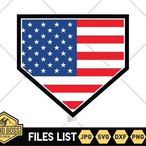 Home Plate American Flag SVG Files | Baseball Home Plate Silhouette Vector Files | Home Plate USA Flag SVG Cut Files | Diamond Field | Svg