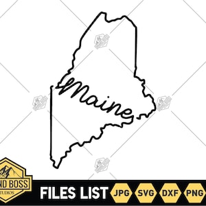 Maine Outline with Text SVG Files | Maine Map Clip Art | Maine Cut Files | United States of America Vector Files | Maine Vector |  Maine Png