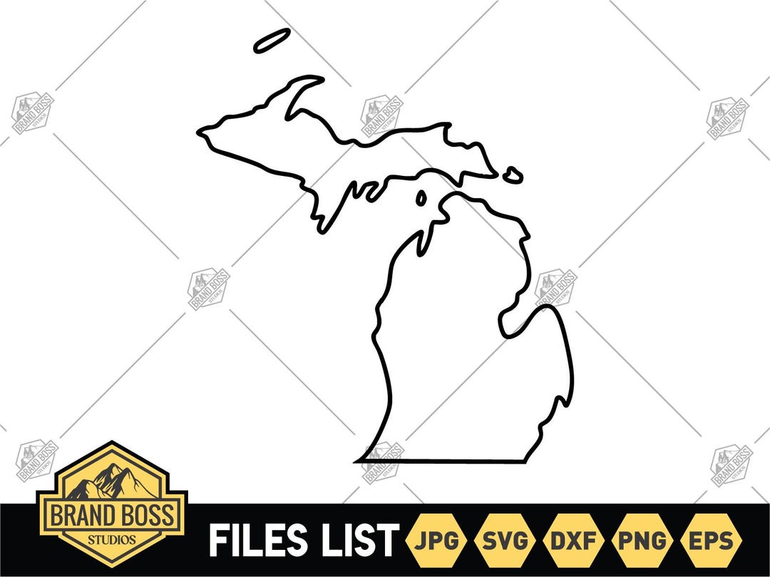 Michigan Outline SVG Files | Michigan Map Clip Art | Michigan Cut Files ...