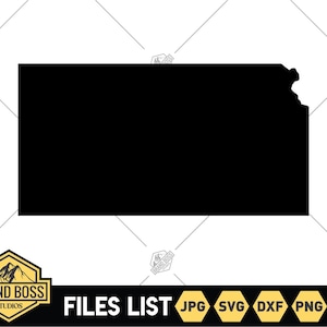 Archivos SVG de la forma del estado de Kansas / Imágenes prediseñadas del mapa de Kansas / Archivos de corte de Kansas / Archivos vectoriales de Estados Unidos / Vector de Kansas / Kansas Png