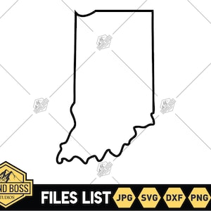 Indiana Shape Outline SVG Files | Indiana Map Clip Art | Indiana Cut Files | United States of America Vector Files | Indiana Vector Png