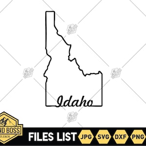 Idaho Outline with Text SVG Files |  Idaho Map Clip Art | Idaho Cut Files | United States of America Vector Files | Idaho Vector | Idaho Png