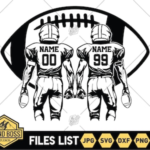 Customizable Football Player SVG | Two Football Players Svg | Layered Custom Football SVG | Personalized Name Football Player Svg  Png