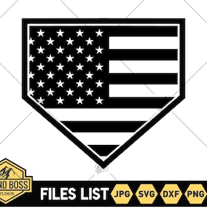 Home Plate American Flag SVG Files | Baseball Home Plate Silhouette Vector Files | Home Plate USA Flag SVG Cut Files | Diamond Field | Svg