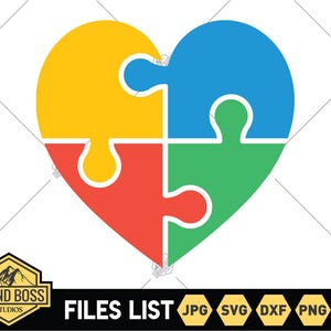 Autism Heart SVG Files | Autism Awareness Cut Files | Autism Puzzle Heart SVG Vector Files | Autism Jigsaw Vector | Autism Clipart