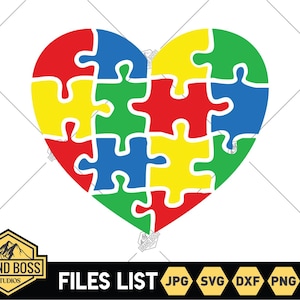 Autism Heart SVG Files | Autism Awareness Cut Files | Autism Puzzle Heart SVG Vector Files | Autism Jigsaw Vector | Autism Clipart