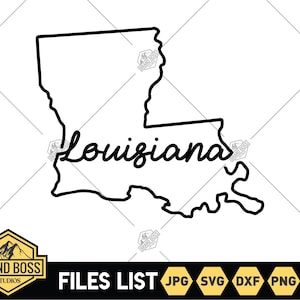 Louisiana Outline with Text SVG Files | Louisiana Cut Files | United States of America Vector Files | Louisiana Png | Louisiana Map Clip Art