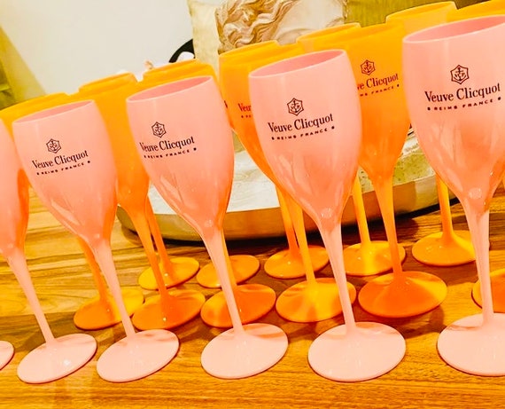 Veuve Clicquot Champagne Pink and Orange Acrylic Party Flutes x20