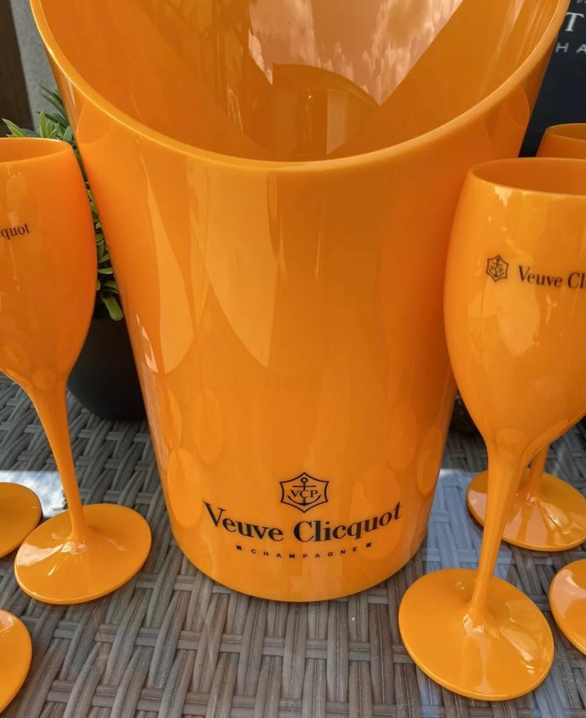 VEUVE CLICQUOT Orange & CLEAR Acrylic LUMINOUS LIGHT UP Champagne ICE  Bucket XXL