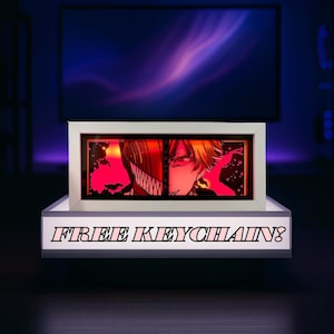 Chainsaw Man LED Leuchtkästen + GRATIS Anime Schlüsselbund | Einzigartige Otaku Home Décor | Cooles Anime Geschenk für Sammler & Fans | Zurück zu Schulgeschenk