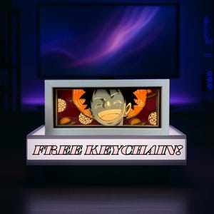 Ensemble de 2 caissons lumineux LED One Piece + porte-clés anime GRATUIT | Décoration d'intérieur Otaku unique | Cadeau anime sympa pour collectionneurs et fans | Retour à l'école
