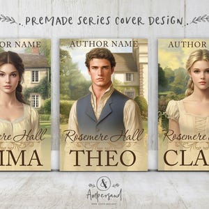 3 Buchserie Triologie Historische Romanze Serie Vorgefertigte Digitale eBook Buchcover Design Regency Ära Ästhetische viktorianische Jane Austen Liebe
