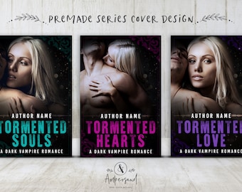 3 Book Series Premade Digital eBook Book Cover Design Trilogy "Tormented Series" Young New Adult YA Teen Dark Paranormal Romance Vampire