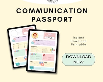 Communication Passport, how i like to communicate, communication template, sensory needs download, autism communication tool, all about me