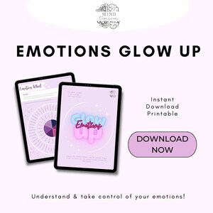 Emotions Glow Up Workbook, Understanding Emotions Worksheets, Improving Emotional Regulation Skills, Therapy Resource, Counselling Printable