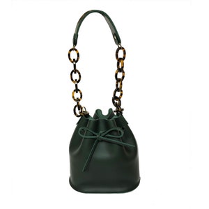 Leather bucket bag La Lisette Forest Green leather shoulderbag womens bag image 2