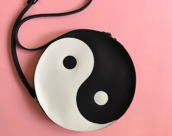 Yinyang leather circle bag, ying yang purse