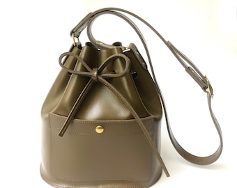 La Lisette Brown Leather bucket bag, shoulder bag, women leather bag